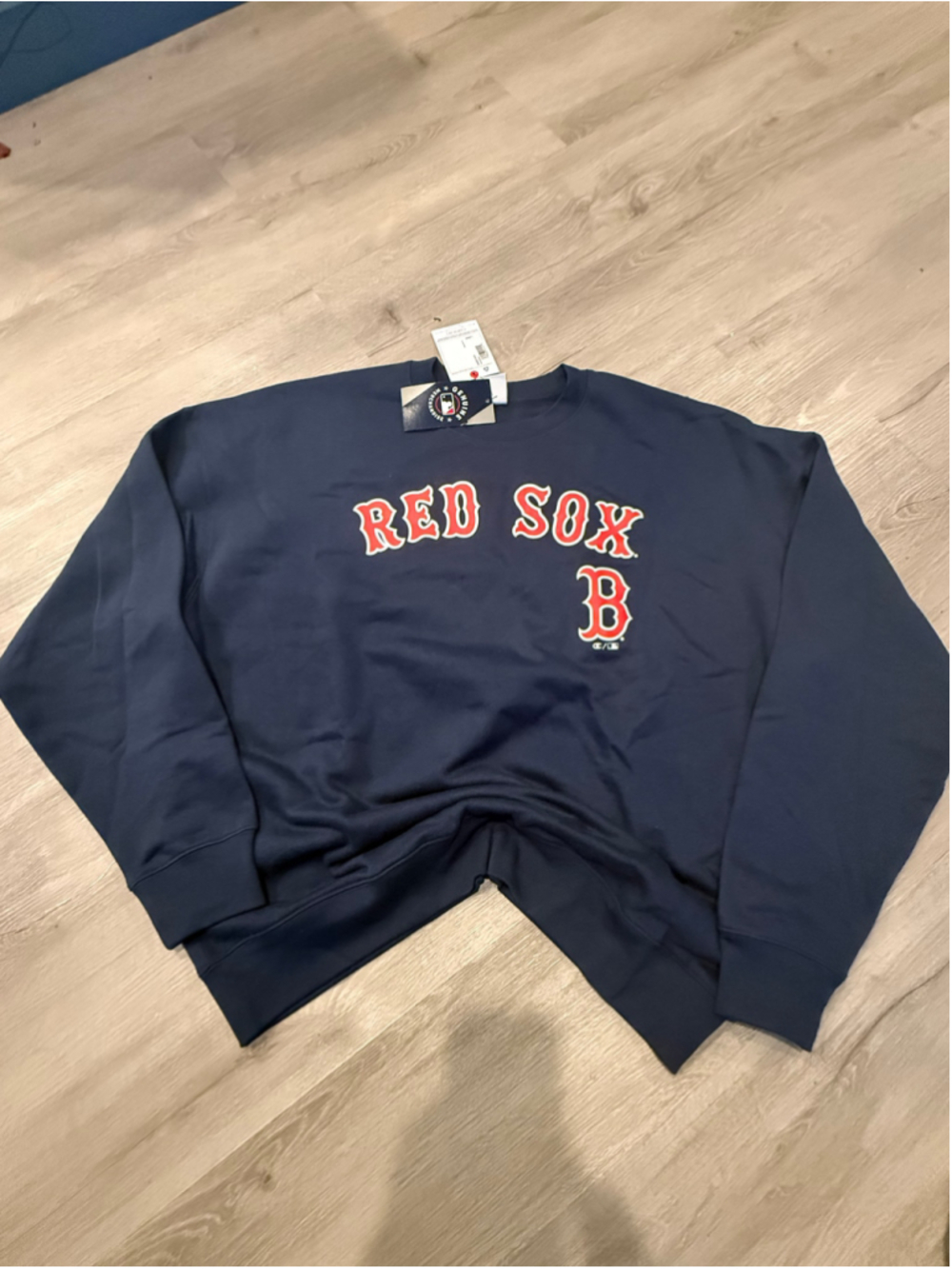 Men's Champion Boston Red Sox Sweatshirt Navy Red Size L